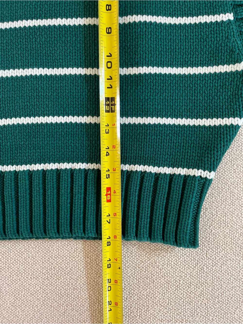 Women’s Zenana Green/White Striped Mock neck Sweater Size Small chunky knit - Picture 10 of 16